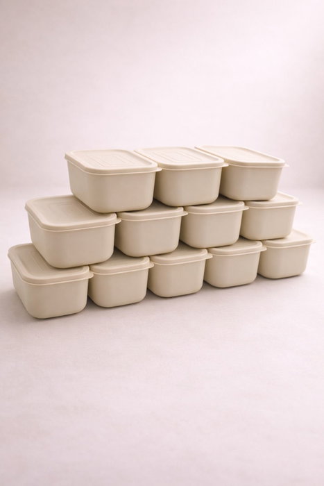 Hermia Set de 12 Cajas de Almacenamiento Crema